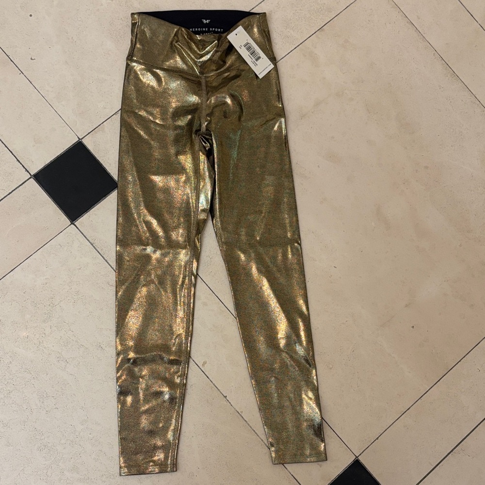 NWT Heroine Sport Gold Metallic Leggings
